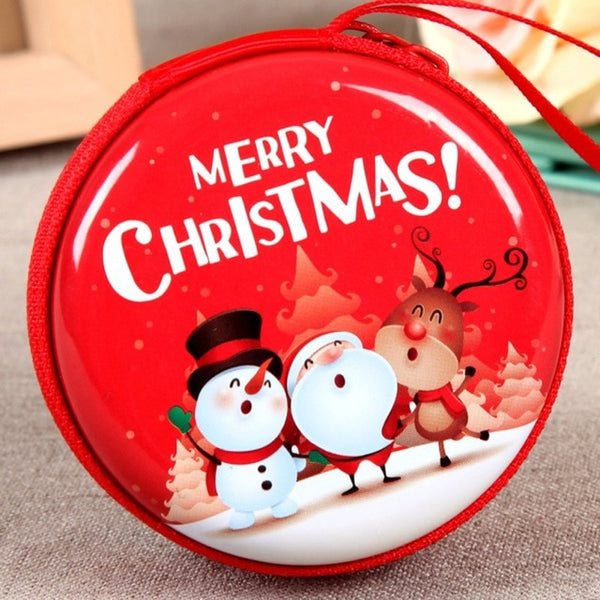 Mini Tin Box Sealed Jar Christmas Coin Storage Cans Earrings Headphones Storage Kids Xmas Tree Decoration Candy Box Baroque