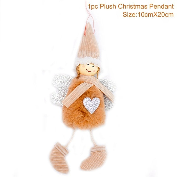 FengRise Cute Angel Doll Girl Ski Pendant Christmas Tree Decorations for Home Wooden Christmas Tree Ornaments Xmas Gift for Kids