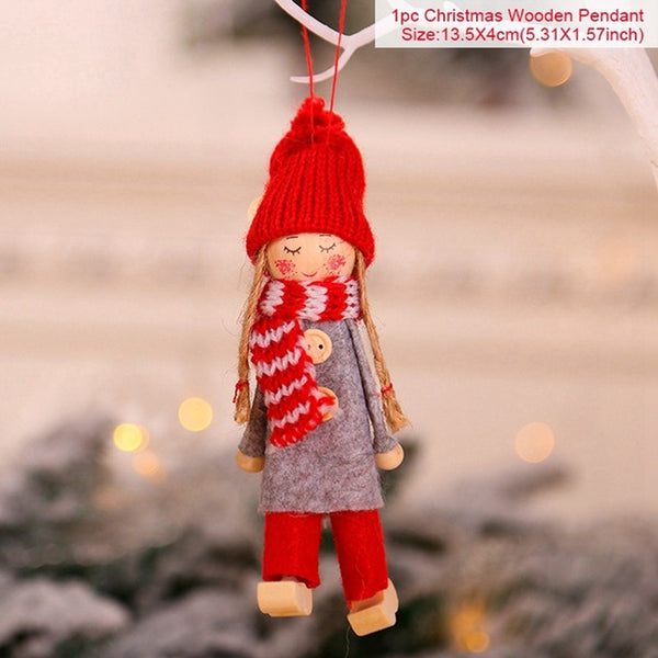 FengRise Cute Angel Doll Girl Ski Pendant Christmas Tree Decorations for Home Wooden Christmas Tree Ornaments Xmas Gift for Kids