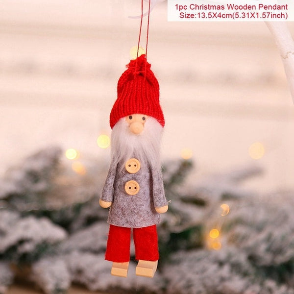 FengRise Cute Angel Doll Girl Ski Pendant Christmas Tree Decorations for Home Wooden Christmas Tree Ornaments Xmas Gift for Kids