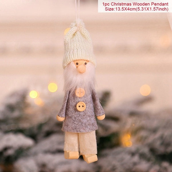 FengRise Cute Angel Doll Girl Ski Pendant Christmas Tree Decorations for Home Wooden Christmas Tree Ornaments Xmas Gift for Kids