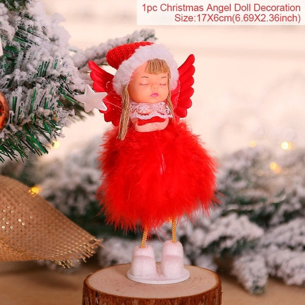 FengRise Cute Angel Doll Girl Ski Pendant Christmas Tree Decorations for Home Wooden Christmas Tree Ornaments Xmas Gift for Kids