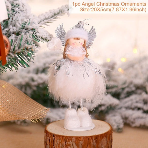 FengRise Cute Angel Doll Girl Ski Pendant Christmas Tree Decorations for Home Wooden Christmas Tree Ornaments Xmas Gift for Kids