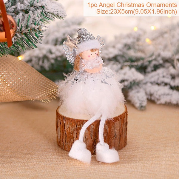 FengRise Cute Angel Doll Girl Ski Pendant Christmas Tree Decorations for Home Wooden Christmas Tree Ornaments Xmas Gift for Kids