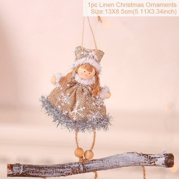 FengRise Cute Angel Doll Girl Ski Pendant Christmas Tree Decorations for Home Wooden Christmas Tree Ornaments Xmas Gift for Kids