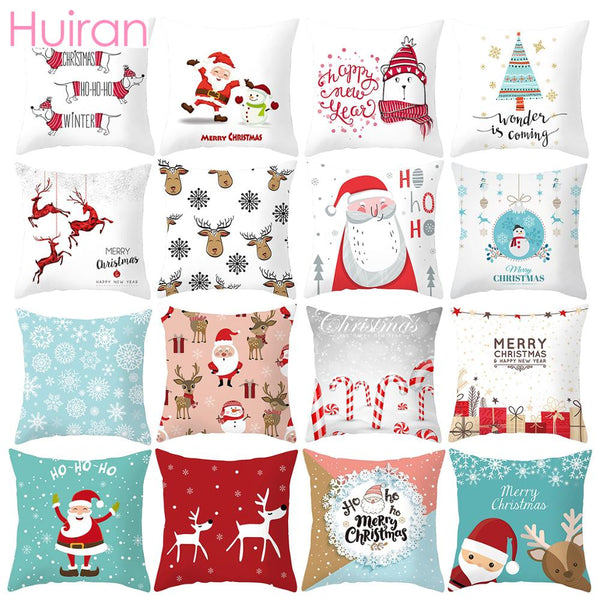 Huiran Merry Christmas Cushion Cover Decorations For Home Navidad 2019 Noel Xmas Ornaments Gifts Cristmas Happy New Year 2020