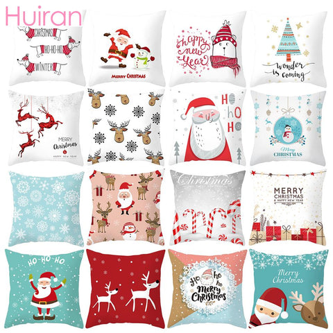 Huiran Merry Christmas Cushion Cover Decorations For Home Navidad 2019 Noel Xmas Ornaments Gifts Cristmas Happy New Year 2020