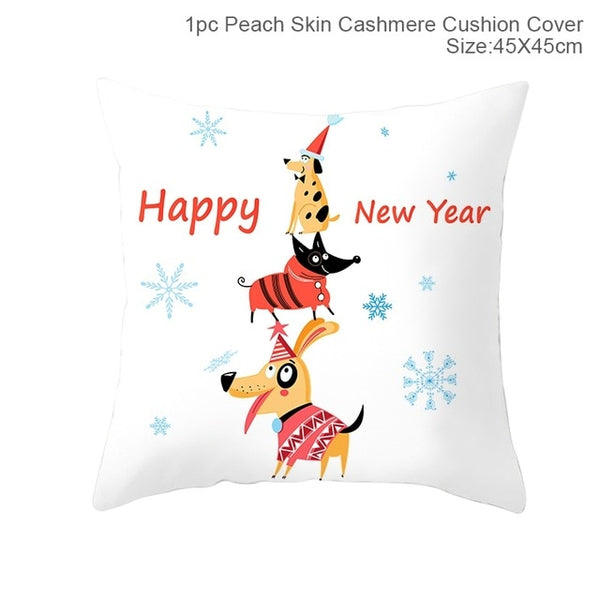 Huiran Merry Christmas Cushion Cover Decorations For Home Navidad 2019 Noel Xmas Ornaments Gifts Cristmas Happy New Year 2020