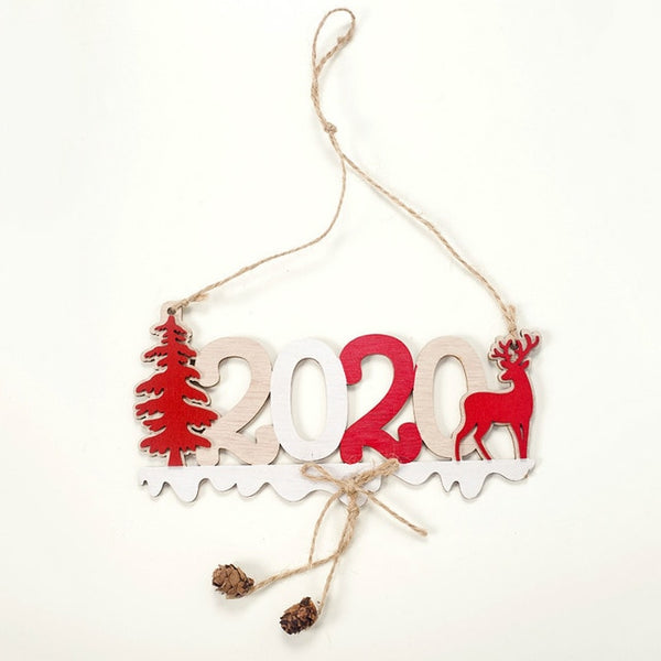 2020 Xmas Letters Elk Tree Wooden Sign Christmas Decoration for Home Pendant Hanging Ornament New