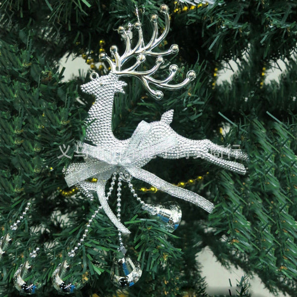 Silver Gold Xmas Baubles Chital Christmas Tree Ornament Reindeer Party Decor Hanging