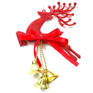 Silver Gold Xmas Baubles Chital Christmas Tree Ornament Reindeer Party Decor Hanging