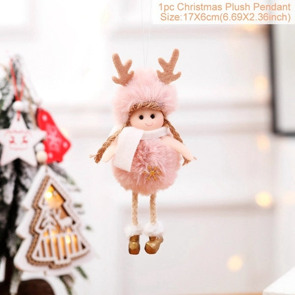 FengRise Cute Angel Doll Girl Ski Pendant Christmas Tree Decorations for Home Wooden Christmas Tree Ornaments Xmas Gift for Kids