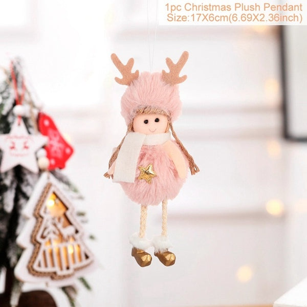 FengRise Cute Angel Doll Girl Ski Pendant Christmas Tree Decorations for Home Wooden Christmas Tree Ornaments Xmas Gift for Kids