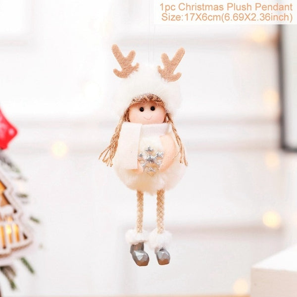 FengRise Cute Angel Doll Girl Ski Pendant Christmas Tree Decorations for Home Wooden Christmas Tree Ornaments Xmas Gift for Kids