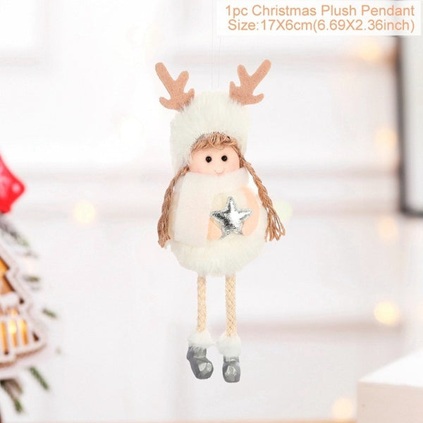 FengRise Cute Angel Doll Girl Ski Pendant Christmas Tree Decorations for Home Wooden Christmas Tree Ornaments Xmas Gift for Kids