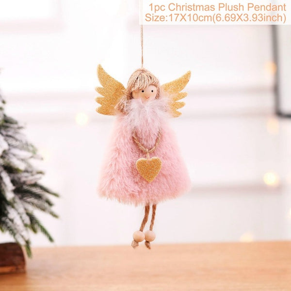 FengRise Cute Angel Doll Girl Ski Pendant Christmas Tree Decorations for Home Wooden Christmas Tree Ornaments Xmas Gift for Kids