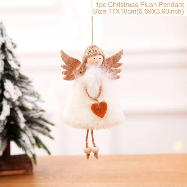 FengRise Cute Angel Doll Girl Ski Pendant Christmas Tree Decorations for Home Wooden Christmas Tree Ornaments Xmas Gift for Kids