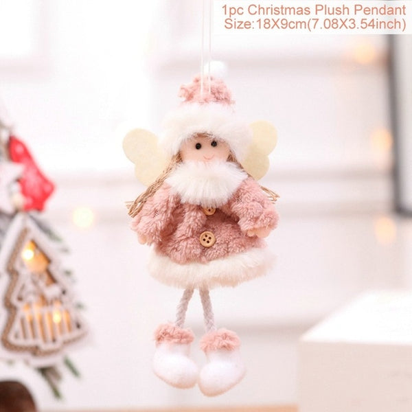 FengRise Cute Angel Doll Girl Ski Pendant Christmas Tree Decorations for Home Wooden Christmas Tree Ornaments Xmas Gift for Kids