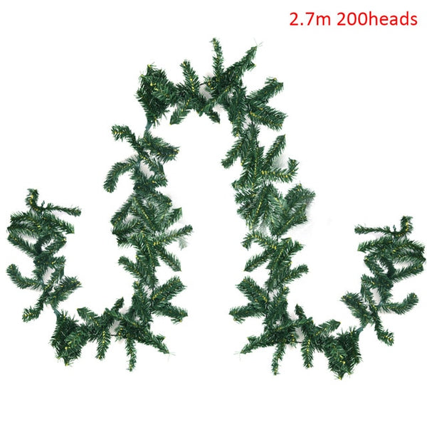 2.7m Artificial Green Christmas Garland Wreath Xmas Party Decor Christmas Tree Rattan Hanging Pendant & Drop Ornament for Kids