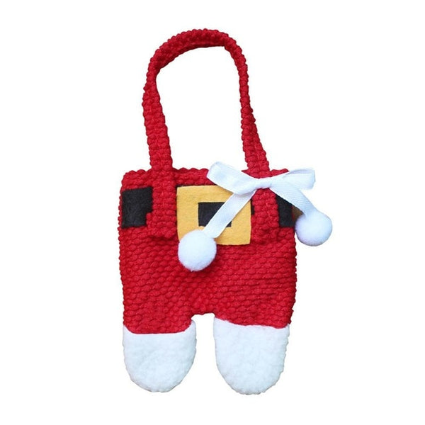 Santa Hat Reindeer Christmas New Year Pocket Fork Knife Cutlery Holder Bag Home Party Table Dinner Decoration