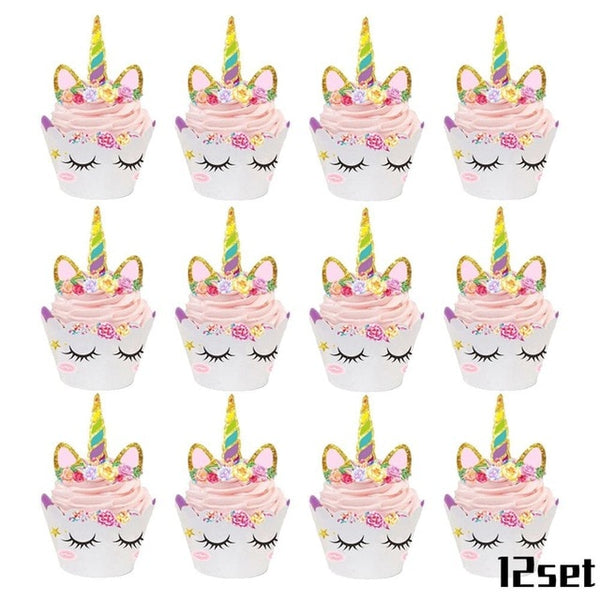 Unicorn Party Supplies Pink Rainbow Unicorn Banner Plates Balloons Napkin Cupcake Wrapper Baby Shower Kids Birthday Decorations