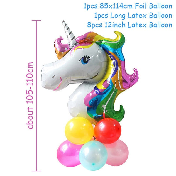 Unicorn Party Supplies Pink Rainbow Unicorn Banner Plates Balloons Napkin Cupcake Wrapper Baby Shower Kids Birthday Decorations