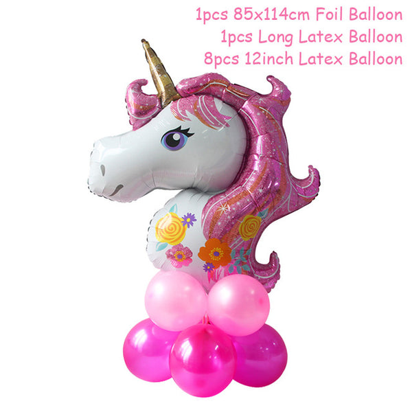 Unicorn Party Supplies Pink Rainbow Unicorn Banner Plates Balloons Napkin Cupcake Wrapper Baby Shower Kids Birthday Decorations