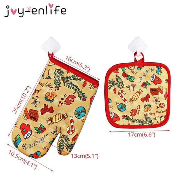 Christmas Baking Anti-Hot Gloves Pad Oven Dining BBQ Kitchen Mat New Year 2020 Navidad Xmas Party Decoration Supplies