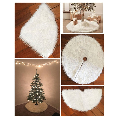 White Plush Christmas Tree Fur Carpet Merry Christmas for Home Natal Tree Skirts New Year Decoration